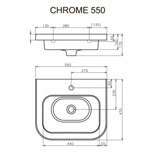 Раковина Chrome 55 мебельная