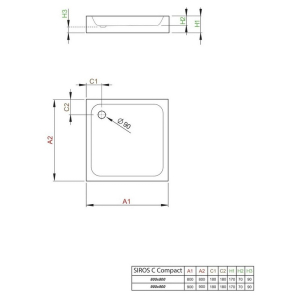 Піддон Siros C Compact 80x80