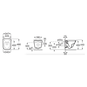 Чаша унитаза Gap Square Compacto Rimless с сиденьем Slim
