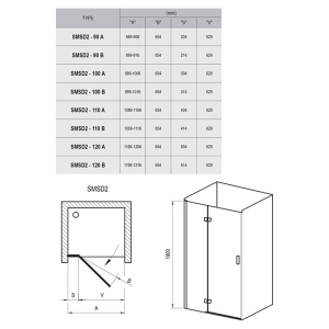 Душові двері SMSD 2-120 (A) Transparent+хром L