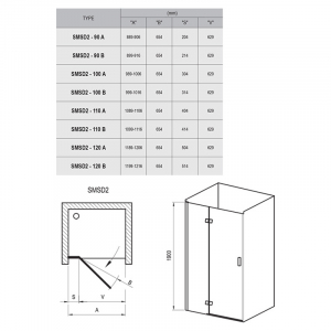Душевые двери SMSD 2-100 (A) L Transparent+хром