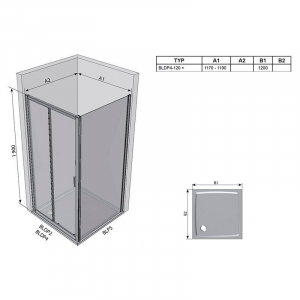 Душові двері BLDP 4-120 Grape + сатиновий