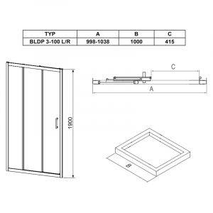 Душові двері BLDP 3-100 Transparent