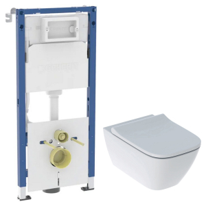 Инсталляция Duofix 458.126.00.2+чаша унитаза Smyle Square Rimfree с сиденьем 500.683.00.2