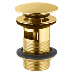 Донний клапан для раковини Click-Clack з переливом, золото