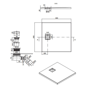 Піддон Tako Slim 80x80 з сифоном