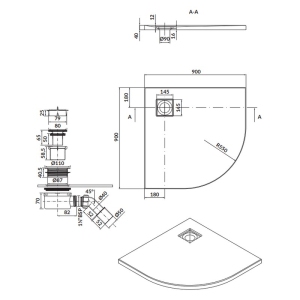 Поддон Tako Slim 90x90 с сифоном