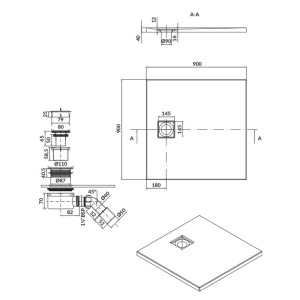 Піддон Tako Slim 90x90 з сифоном