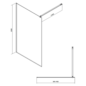 Душова стінка Walk-in Mille 90 Transparent+хром