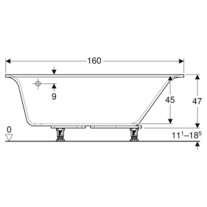 Ванна Selnova Square 160x100 c ножками отверстие слива слева