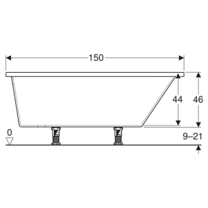 Ванна Selnova 150x100 c ножками отверстие слива слева