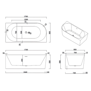 Ванна Unity Wall Corner R 170x80