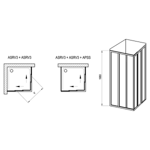 Душова штора ASRV 3-90 Transparent+білий