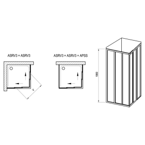 Душевая штора ASRV 3-80 Transparent+черный