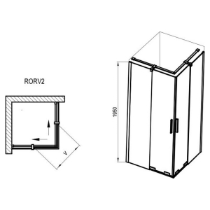 Душова штора RORV2-90 Transparent+алюміній