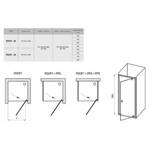 Душевые двери PDOP 1-90 Transparent+сатин