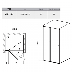 Душові двері CSD 2-120 Transparent + білий