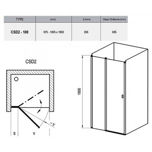 Душевая дверь CSD 2-100 Transparent+белый