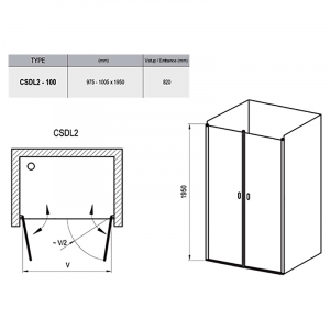 Душевая дверь CSDL 2-100 Transparent+белый