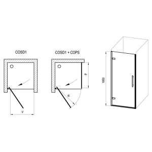 Душові двері COSD 1-90 Transparent+чорний