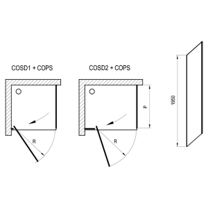 Душова стінка COPS-100 Transparent+хром