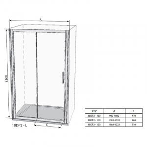Душові двері 10 ° 10DP2 110 Transparent