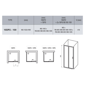 Душові двері 10DP2-100 Transparent+білий