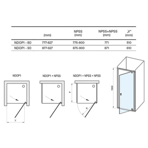 Душевые двери NDOP 1-90 Transparent-cатин
