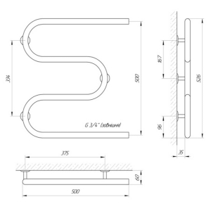 Полотенцесушитель Змеевик 25 РС3 50x50