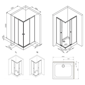 Душова штора X-Joy Square Slide 100x80