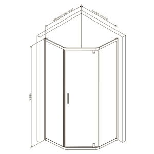 Душевая штора Gem 5-corner Pivot 90x90