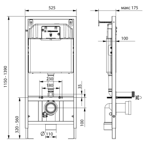 Інсталяція Dune 1200SL 2361510056 +чаша унітаза Stream з сидінням Soft-close 1857570198 + кнопка Orion Cosmo 2328510657
