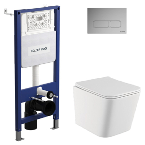 Инсталляция Aqua Line 2359510056 + чаша унитаза Borneo Rimless B0049RQS + кнопка Edge 2307510357