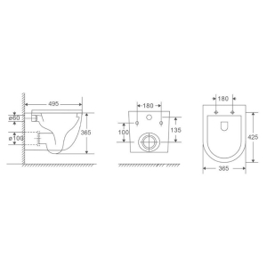 Інсталяція Duofix з кнопкою Delta 01 458.133.21.3 + чаша унітаза Atlas Tornado з сидінням A0495TQ3L