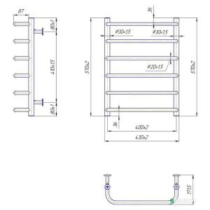 Полотенцесушитель Inox Стандарт 57x43/40