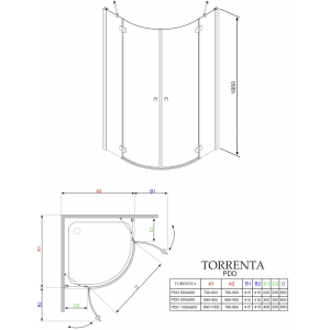 Душевая штора Torrenta PDD 90
