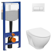 Инсталляция System 50 Mech K97-526 + чаша унитаза A29 Savio (Moduo) Clean On с сиденьем Slim Wrap K701-262 + кнопка Presto II K97-519