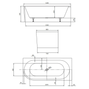 Ванна Crea 160x80 правая с ножками