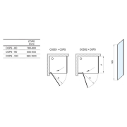 Душова стінка COPS-80 Transparent+білий