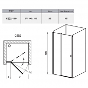 Душові двері CSD 2-100 Transparent + білий