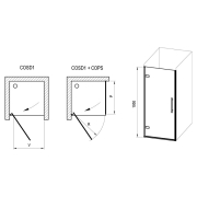 Душевые двери COSD 1-90 Transparent+черный