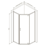 Душевая штора Gem 5-corner Pivot 90x90