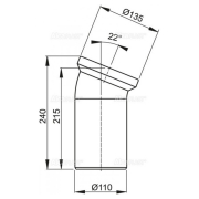 Отвод 22° для унитаза