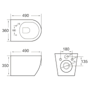 Инсталляция Duofix с кнопкой Delta 01 458.133.21.3 + чаша унитаза Ronda Rimless R0049RQS