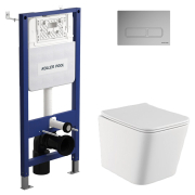 Инсталляция Aqua Line 2359510056 + чаша унитаза Borneo Rimless B0049RQS + кнопка Edge 2307510357