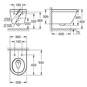 Инсталляция Rapid SL 38536001 + чаша унитаза Euro 102485SH00 с сиденьем Euro 102500SH00 и кнопкой Skate Cosmopolitan 38732000