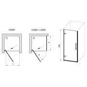 Душові двері COSD 1-80 Transparent+чорний